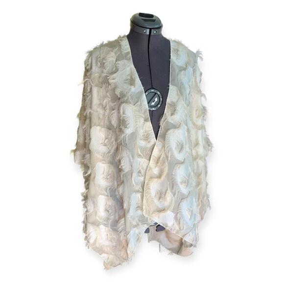 Tops - JC Sunny Ladies One Size Light Feather/Eyelash Shawl  Kimono Wrap NWT Ivory
